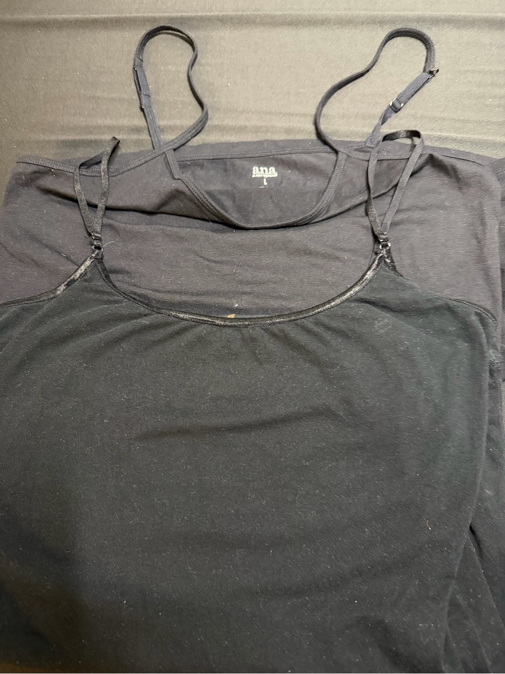 a.n.a Black Double-Layer Adjustable Strap Camisole